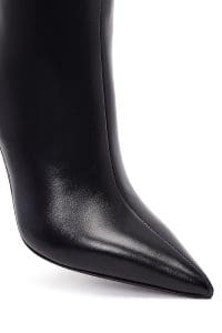 چکمه زنانه مشکی چرمی زیپ‌دار پاشنه باریک بلند دری مد