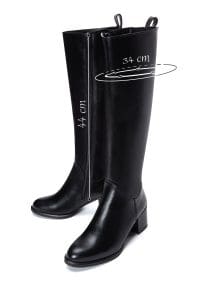 چکمه زنانه مشکی چرمی زیپ‌دار پاشنه ضخیم دری مد