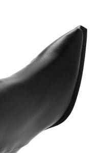 چکمه زنانه مشکی چرمی زیپ‌دار پاشنه ضخیم دری مد