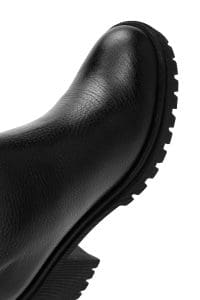 چکمه زنانه مشکی چرمی زیپ‌دار پاشنه ضخیم دری مد