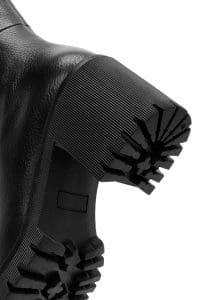 چکمه زنانه مشکی چرمی زیپ‌دار پاشنه ضخیم دری مد