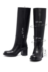 چکمه زنانه مشکی چرمی زیپ‌دار پاشنه ضخیم دری مد