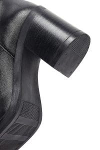 چکمه زنانه مشکی چرمی زیپ‌دار پاشنه ضخیم دری مد