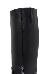 چکمه زنانه مشکی چرمی زیپ‌دار پاشنه ضخیم دری مد