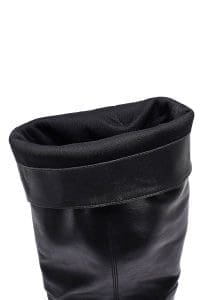 چکمه زنانه مشکی چرمی زیپ‌دار پاشنه ضخیم دری مد