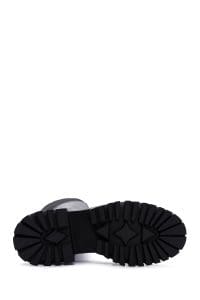 چکمه زنانه مشکی چرمی زیپ‌دار پاشنه ضخیم دری مد