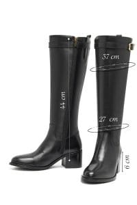 چکمه زنانه مشکی چرمی زیپ‌دار پاشنه ضخیم دری مد