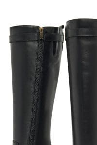 چکمه زنانه مشکی چرمی زیپ‌دار پاشنه ضخیم دری مد