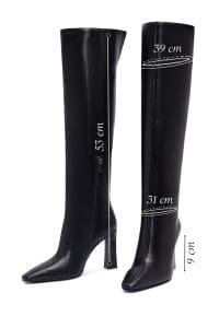 چکمه زنانه مشکی چرمی زیپ‌دار پاشنه ضخیم بلند دری مد