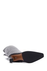 چکمه زنانه مشکی چرمی زیپ‌دار پاشنه ضخیم بلند دری مد