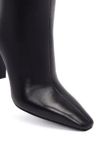 چکمه زنانه مشکی چرمی زیپ‌دار پاشنه ضخیم بلند دری مد