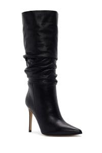 چکمه زنانه مشکی چرمی پاشنه باریک بلند دری مد