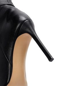 چکمه زنانه مشکی چرمی پاشنه باریک بلند دری مد