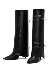 چکمه زنانه مشکی چرمی پاشنه باریک بلند دری مد