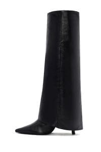 چکمه زنانه مشکی چرمی پاشنه باریک بلند دری مد