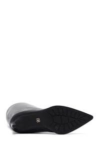 چکمه زنانه مشکی چرمی پاشنه باریک دری مد