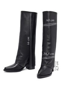 چکمه زنانه مشکی چرمی پاشنه ضخیم دری مد