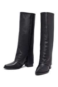 چکمه زنانه مشکی چرمی پاشنه ضخیم دری مد