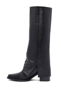 چکمه زنانه مشکی چرمی پاشنه ضخیم دری مد