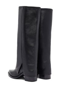 چکمه زنانه مشکی چرمی پاشنه ضخیم دری مد