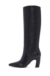 چکمه زنانه مشکی چرمی پاشنه ضخیم دری مد