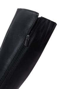 چکمه زنانه مشکی چرمی کوتاه پاشنه ضخیم دری مد