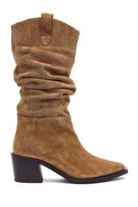 چکمه زنانه ویزون چرمی پاشنه ضخیم کابوی دری مد