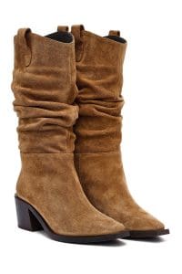 چکمه زنانه ویزون چرمی پاشنه ضخیم کابوی دری مد