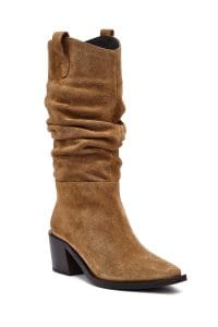 چکمه زنانه ویزون چرمی پاشنه ضخیم کابوی دری مد