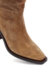 چکمه زنانه ویزون چرمی پاشنه ضخیم کابوی دری مد