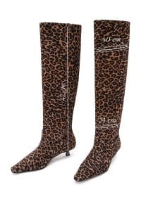 چکمه زنانه پلنگی چرمی کوتاه پاشنه باریک دری مد