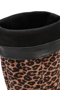 چکمه زنانه پلنگی چرمی کوتاه پاشنه باریک دری مد