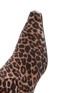 چکمه زنانه پلنگی چرمی کوتاه پاشنه باریک دری مد