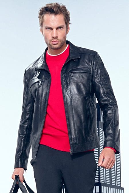 کاپشن چرم مشکی مردانه Xavier دری مد