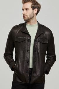 کاپشن چرمی اسپرت مشکی مردانه Moreno دری مد