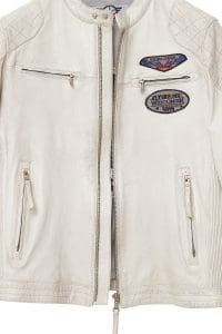 کاپشن چرمی مردانه سفید جذب آرم‌دار Storm دری مد