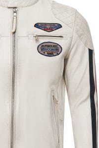 کاپشن چرمی مردانه سفید جذب آرم‌دار Storm دری مد