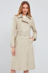 کت چرم بلند بژ زنانه Fergie دری مد