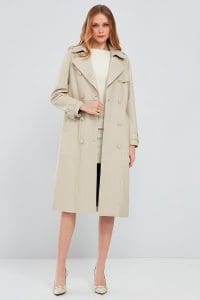 کت چرم بلند بژ زنانه Fergie دری مد