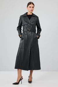 کت چرم مشکی کمربند مشکی زنانه Jenny -X دری مد