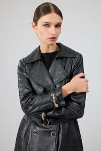 کت چرم مشکی کمربند مشکی زنانه Jenny -X دری مد