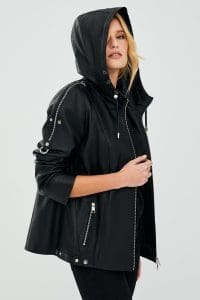 کت چرم کلاهدار مشکی زنانه جودیت دری مد