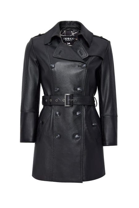 کت چرم یقه دو سینه مشکی زنانه ماتیلدا دری مد