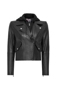 کت چرمی زنانه مشکی بایکر کلاه دار Smart دری مد