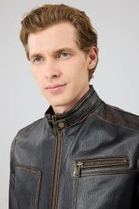 کت چرمی مردانه مشکی یقه دیپلمات وینتیج Felibe دری مد