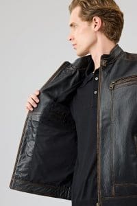 کت چرمی مردانه مشکی یقه دیپلمات وینتیج Felibe دری مد