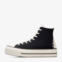 کتونی بنددار کانورس آل استار Chuck Taylor All Star Crafted Laces Lift مشکی زنانه لژدار اورجینال