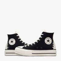 کتونی بنددار کانورس آل استار Chuck Taylor All Star Crafted Laces Lift مشکی زنانه لژدار اورجینال