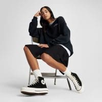 کتونی بنددار کانورس آل استار Chuck Taylor All Star Crafted Laces Lift مشکی زنانه لژدار اورجینال