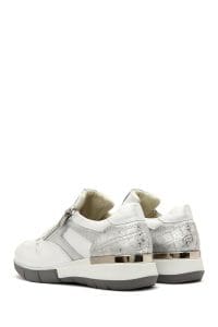 کتونی زنانه سفید با بند و زیپ کناری چرم دری مد